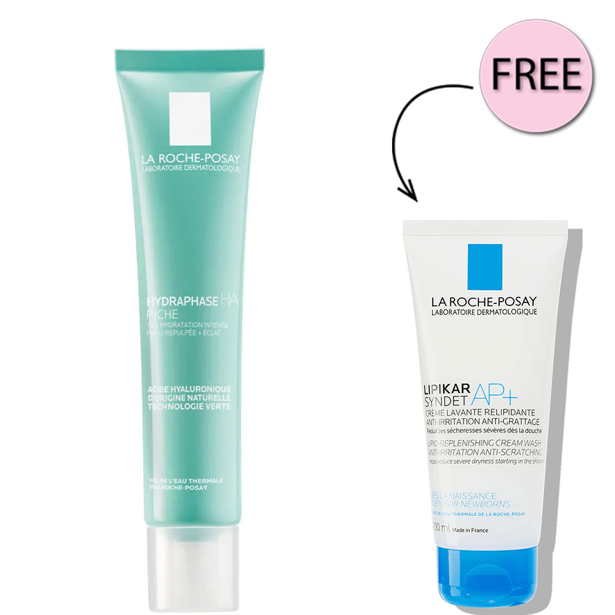 La Roche-Posay Hydraphase HA Rich Face Moisturiser 40ml +Free La Roche-Posay Lipikar Syndet AP+ Body Wash for Eczema Prone Skin 100ml